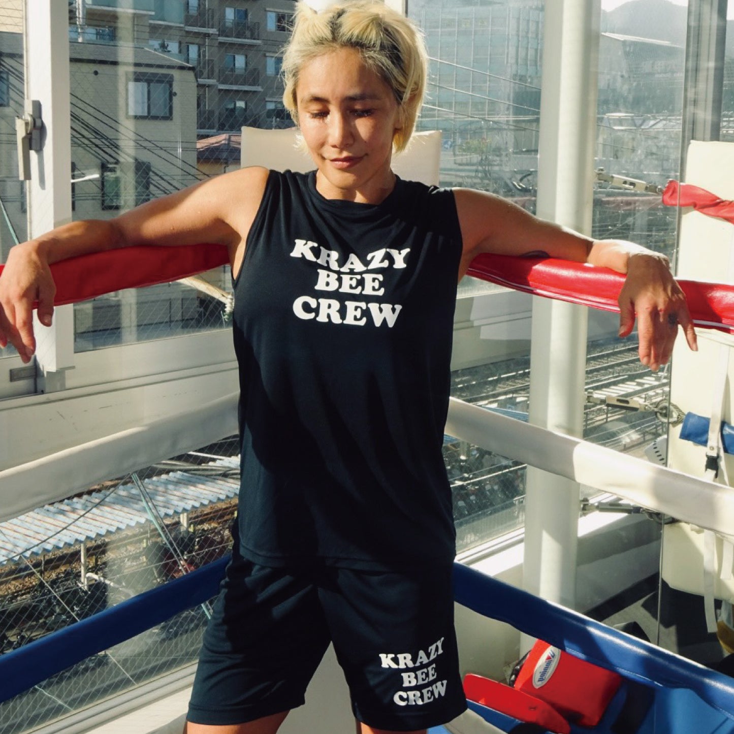 G.BLUE SET UP (B) : KRAZYBEE CREW SLEEVELESS TEE & SHORTS