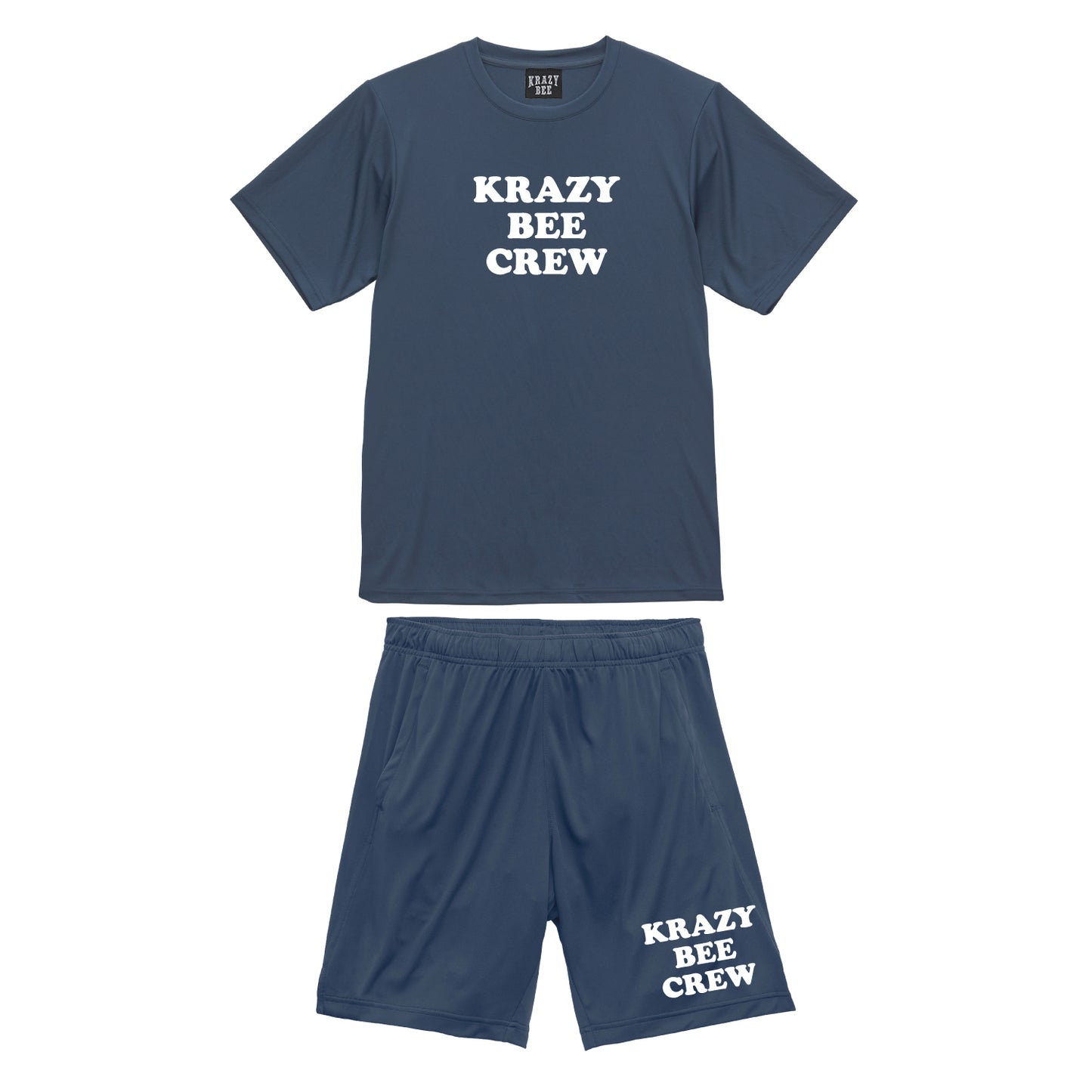 G.BLUE SET UP (A) : KRAZYBEE CREW DRI SS TEE & SHORTS