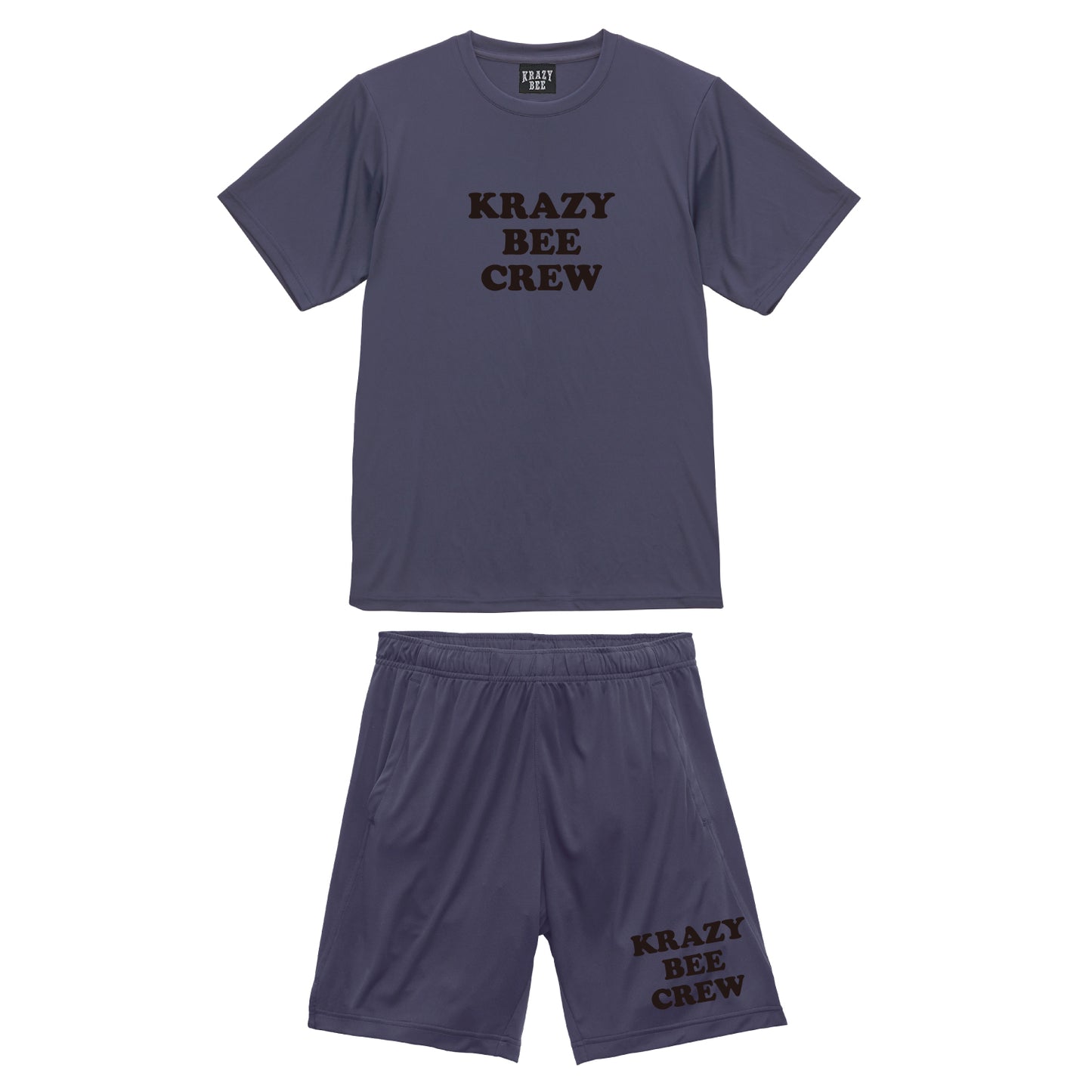 G.PURPLE SET UP (A) : KRAZYBEE CREW DRI SS TEE & SHORTS