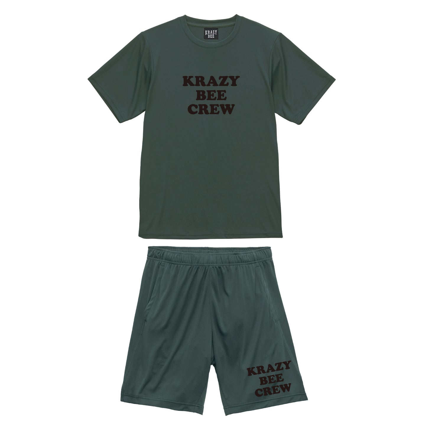 G.GREEN SET UP (A) : KRAZYBEE CREW DRI SS TEE & SHORTS
