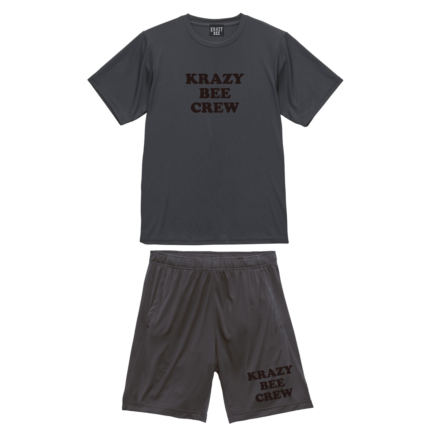 INK BLACK SET UP (A) : KRAZYBEE CREW DRI SS TEE & SHORTS