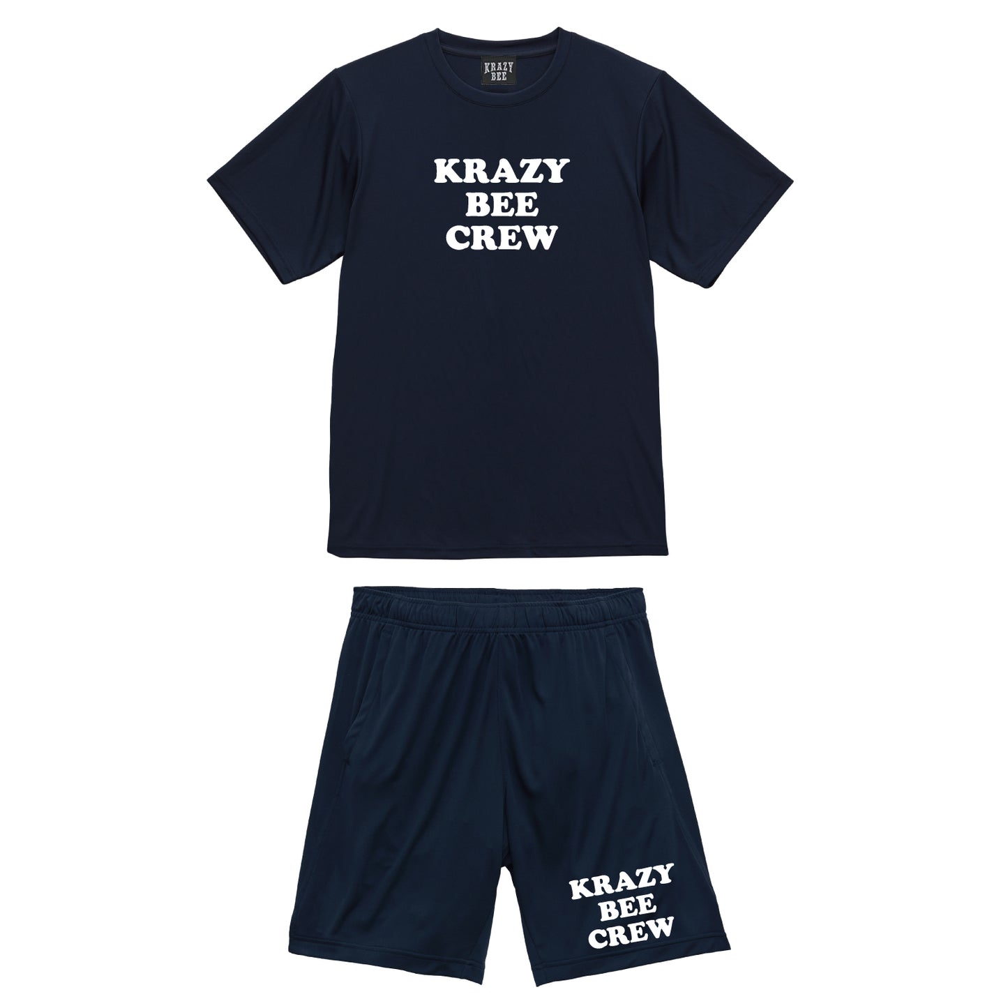 NAVY SET UP (A) : KRAZYBEE CREW DRI SS TEE & SHORTS
