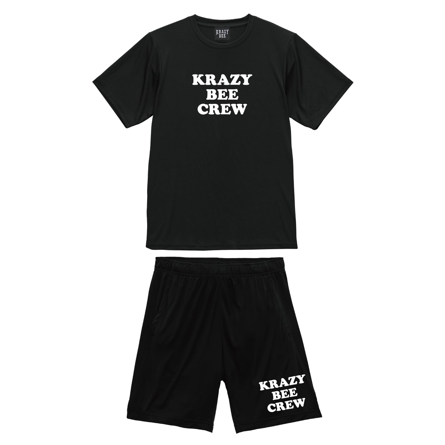 BLACK SET UP (A) : KRAZYBEE CREW DRI SS TEE & SHORTS