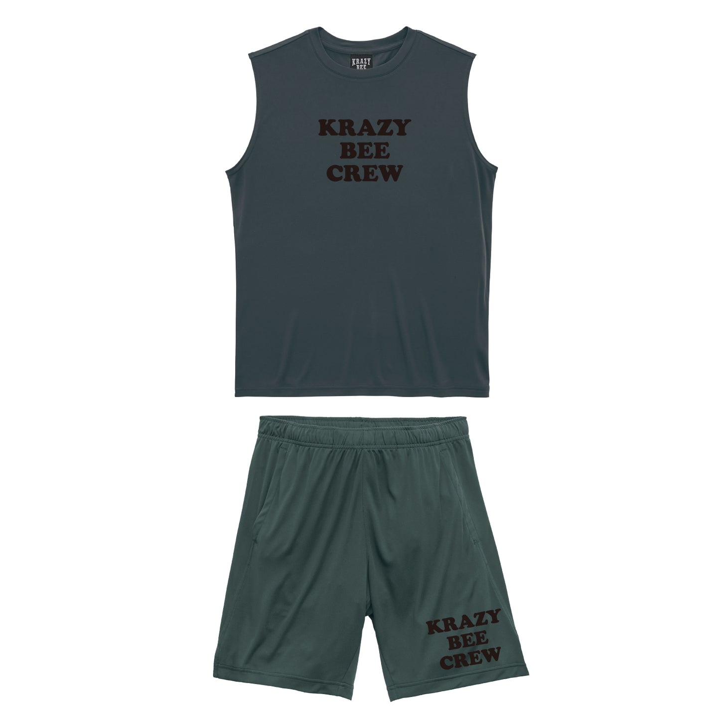 G.GREEN SET UP (B) : KRAZYBEE CREW DRI SLEEVELESS TEE & SHORTS