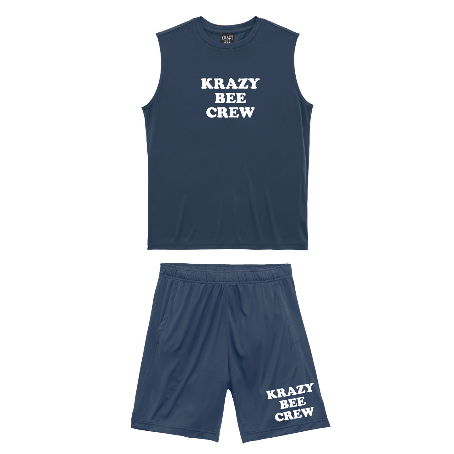 G.BLUE SET UP (B) : KRAZYBEE CREW SLEEVELESS TEE & SHORTS