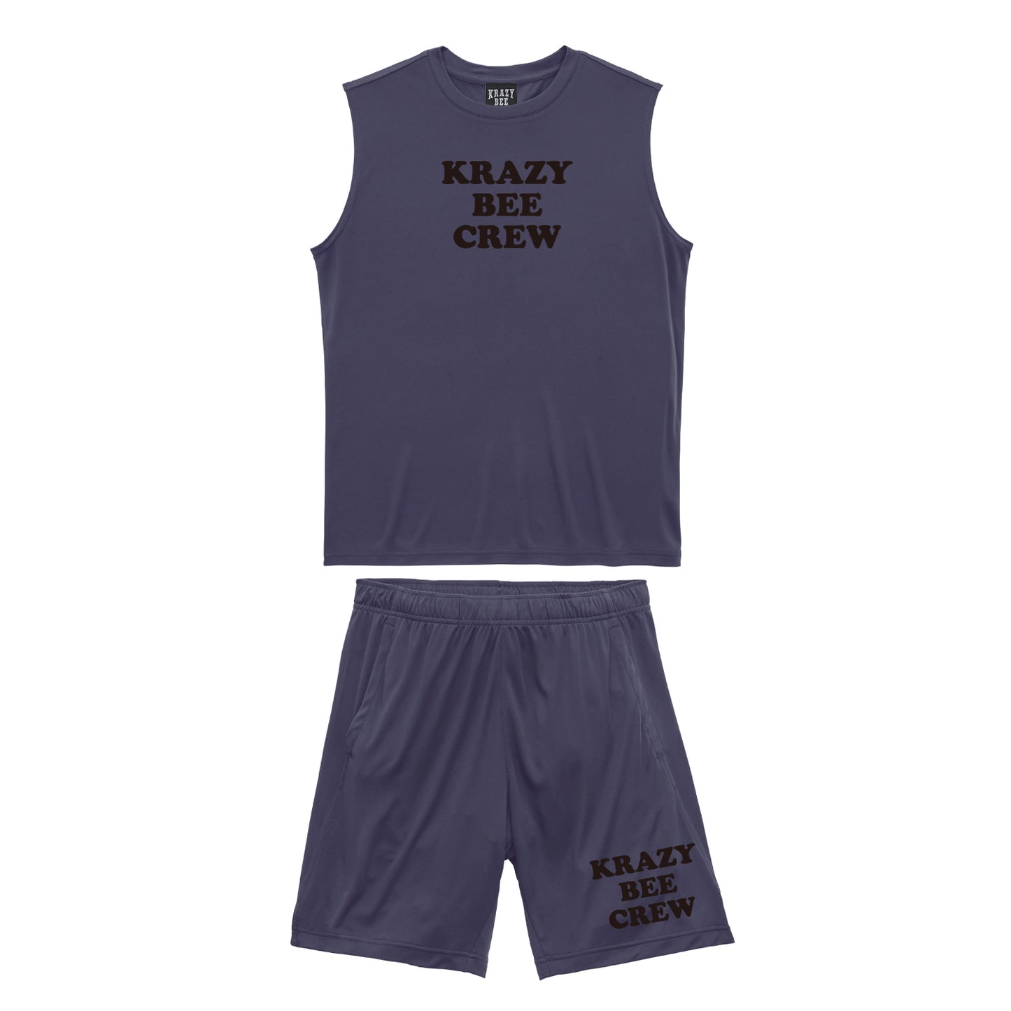 G.PURPLE SET UP (B) : KRAZYBEE CREW DRI SLEEVELESS TEE & SHORTS