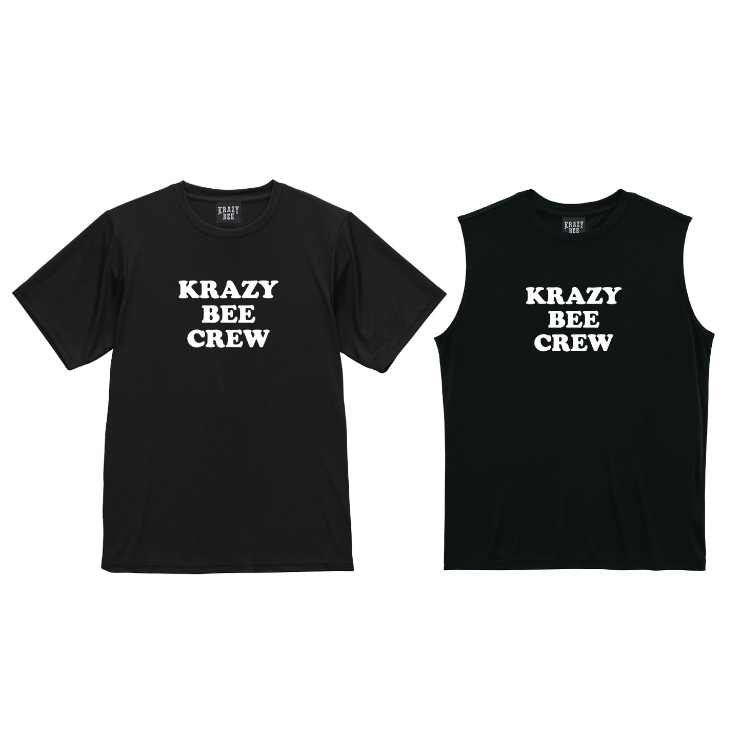 BLACK SET (C) : KRAZYBEE CREW DRI SS TEE + SLEEVELESS TEE