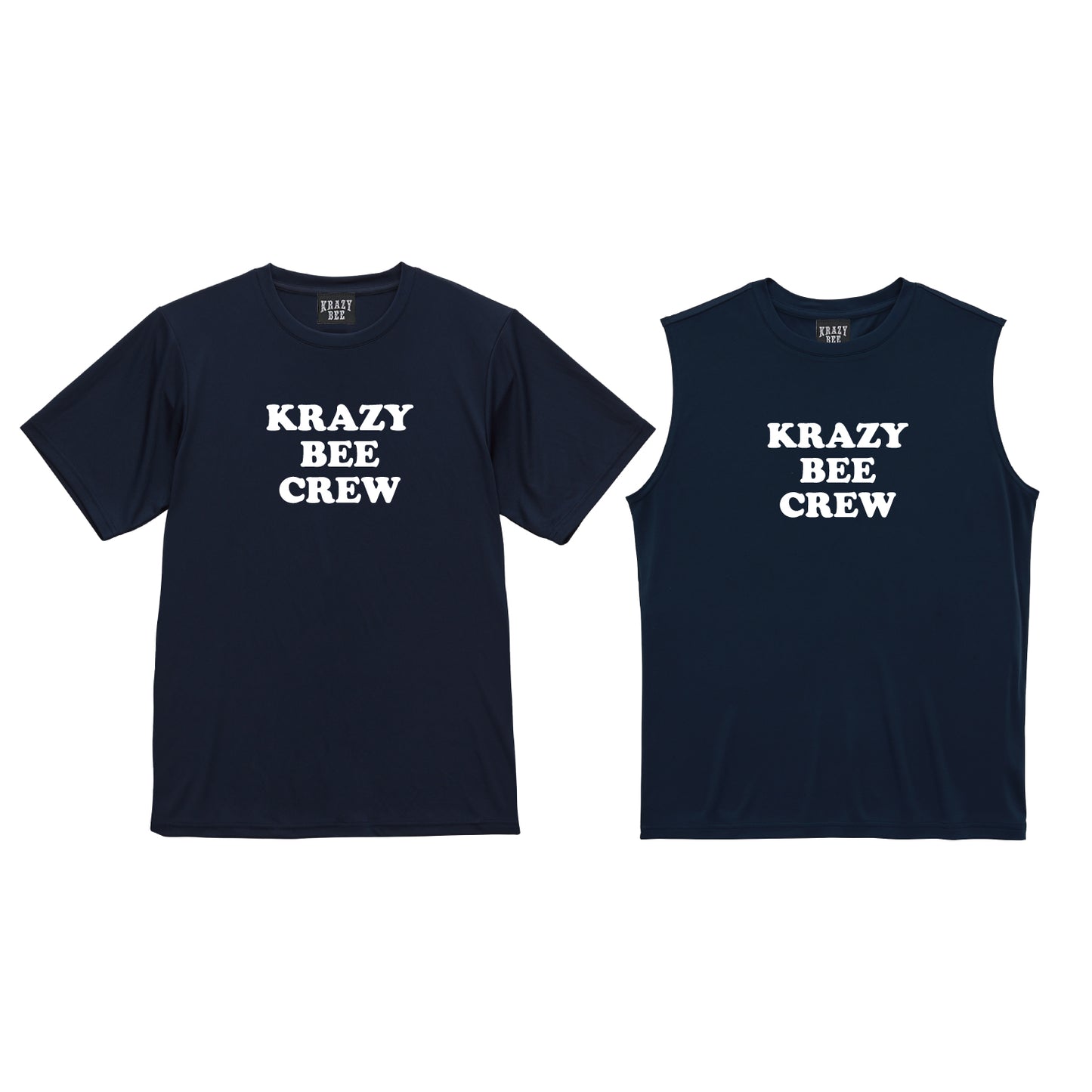 NAVY SET (C) : KRAZYBEE CREW DRI SS TEE + SLEEVELESS TEE